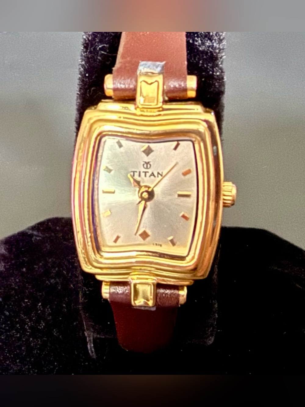 Titan Women's Gold-Tone Brown Leather Dress Watch